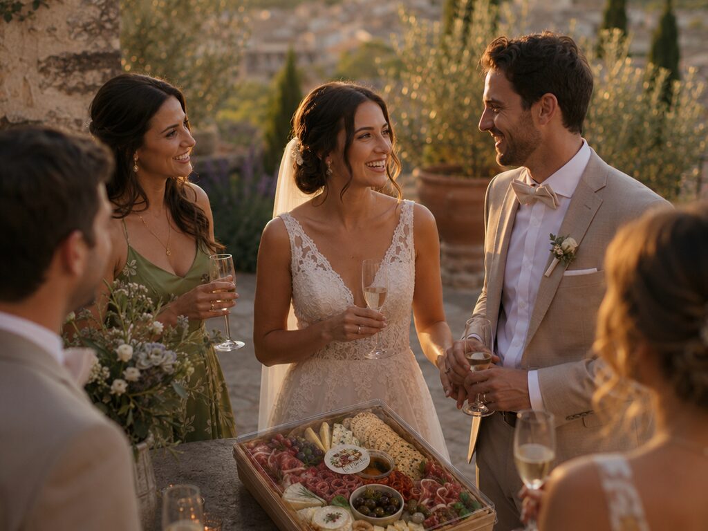 Planche apéritif mariage et vin d'honneur — décor provençal, Gard